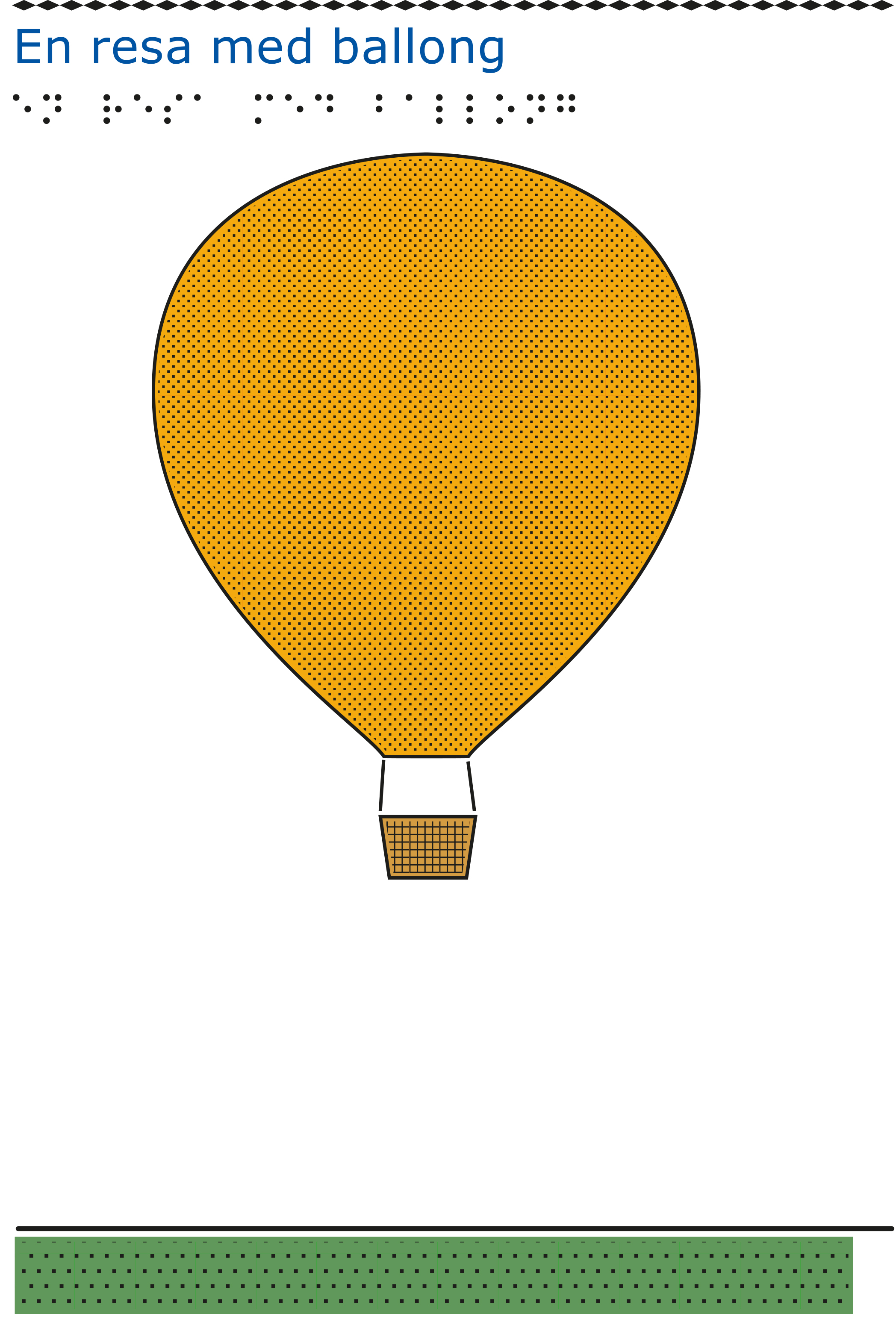 En gul luftballong svävar ovanför en grön gräsplätt mot en vit himmel.