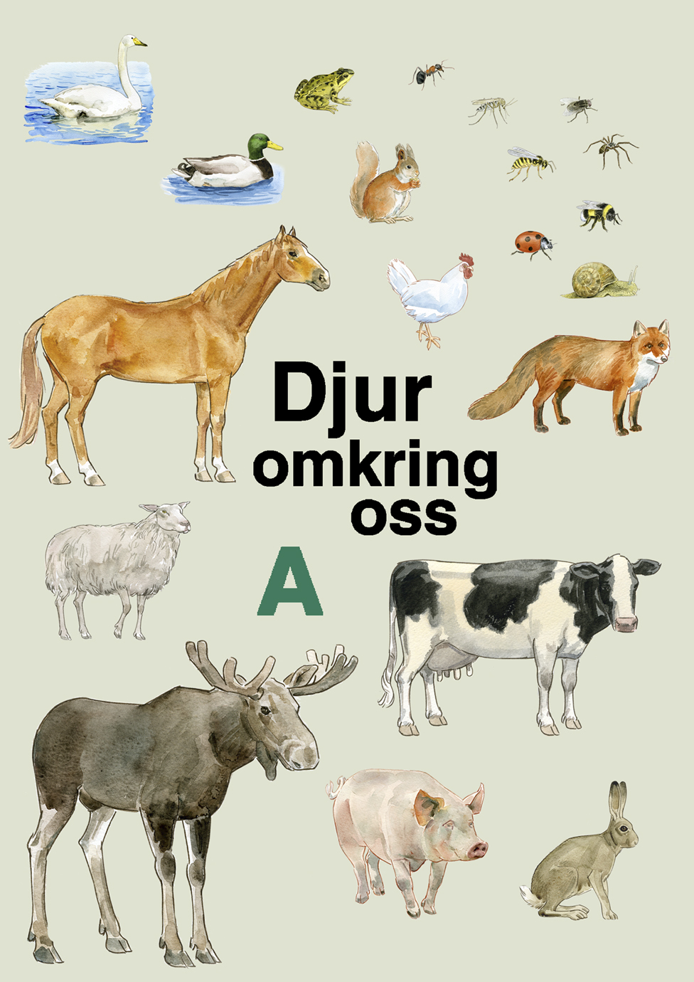 Diverse djur, såsom häst, räv, höna, älg, med mera.