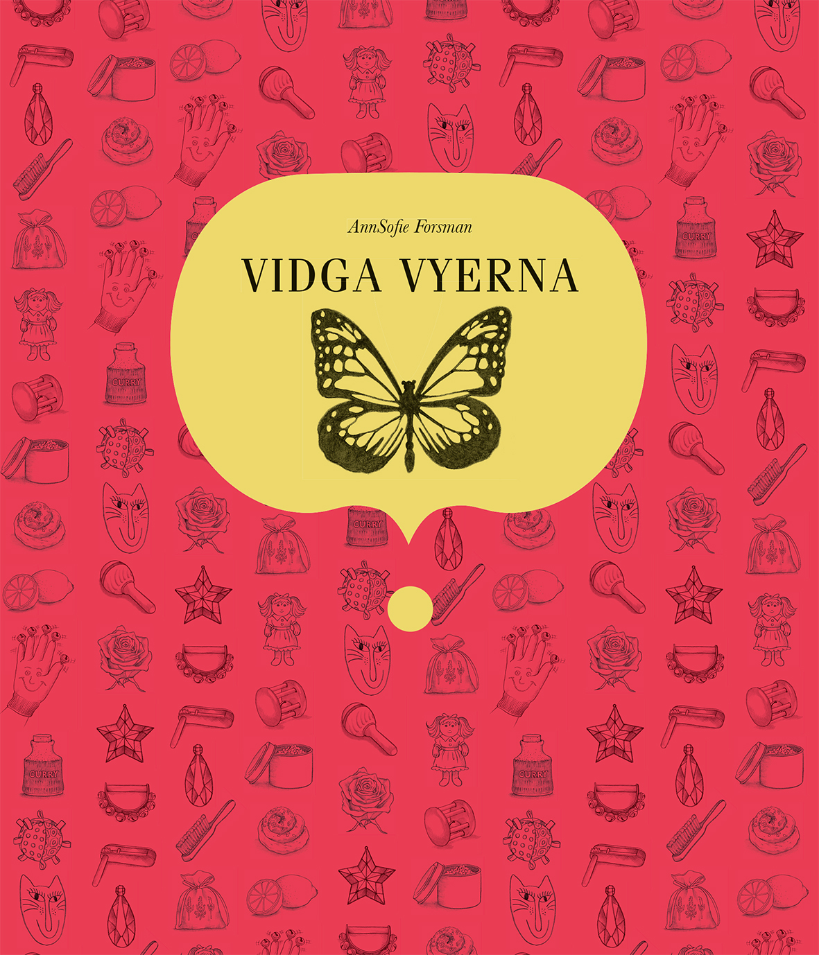 Omslag till Vidga vyerna, rosa bakgrund med en fjäril.