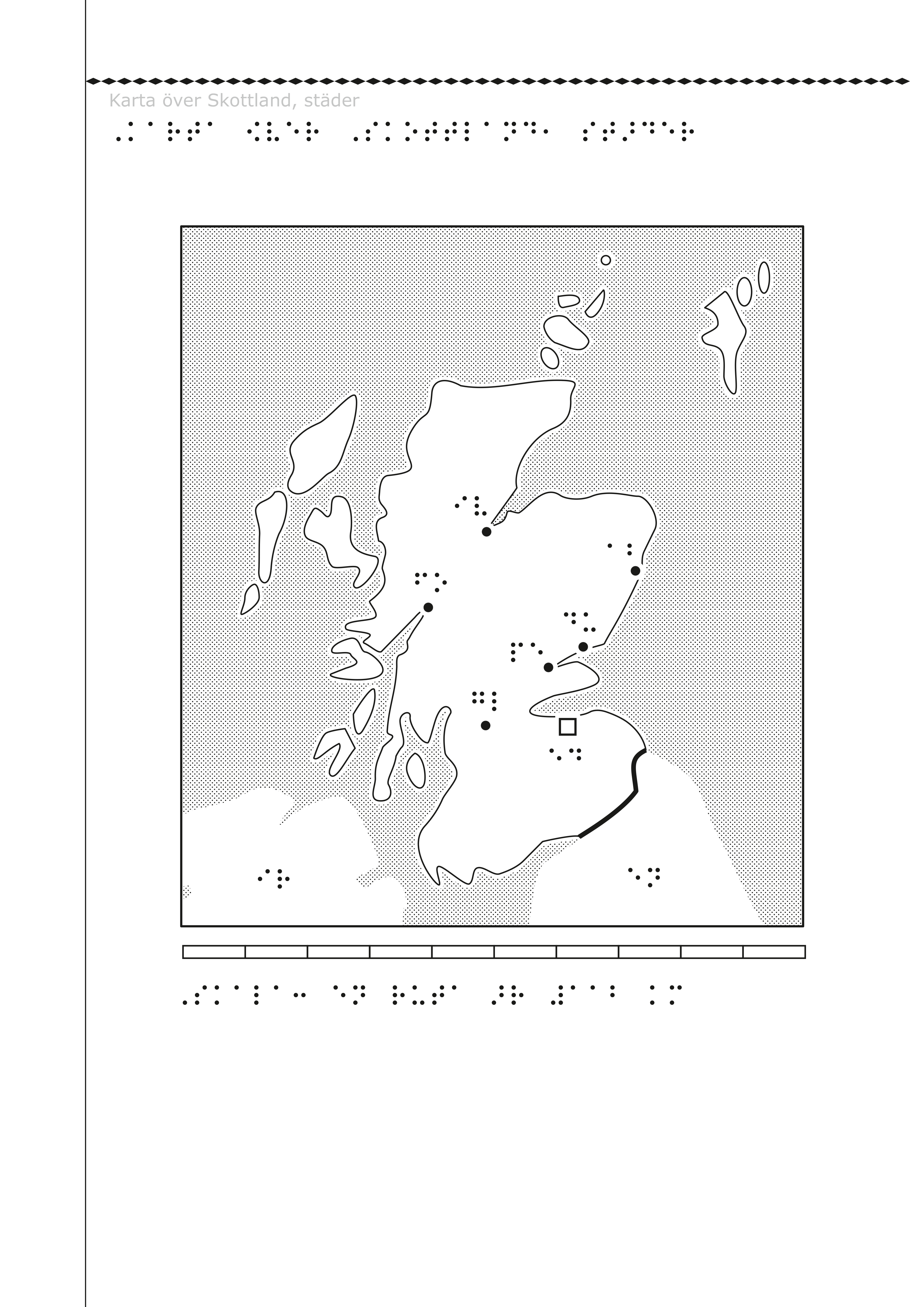 Karta över Skottland i svällpapper.