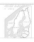 Karta av Skandinavien i relief med punktskrift.