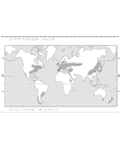 Världskarta i relief med lövskog markerat.