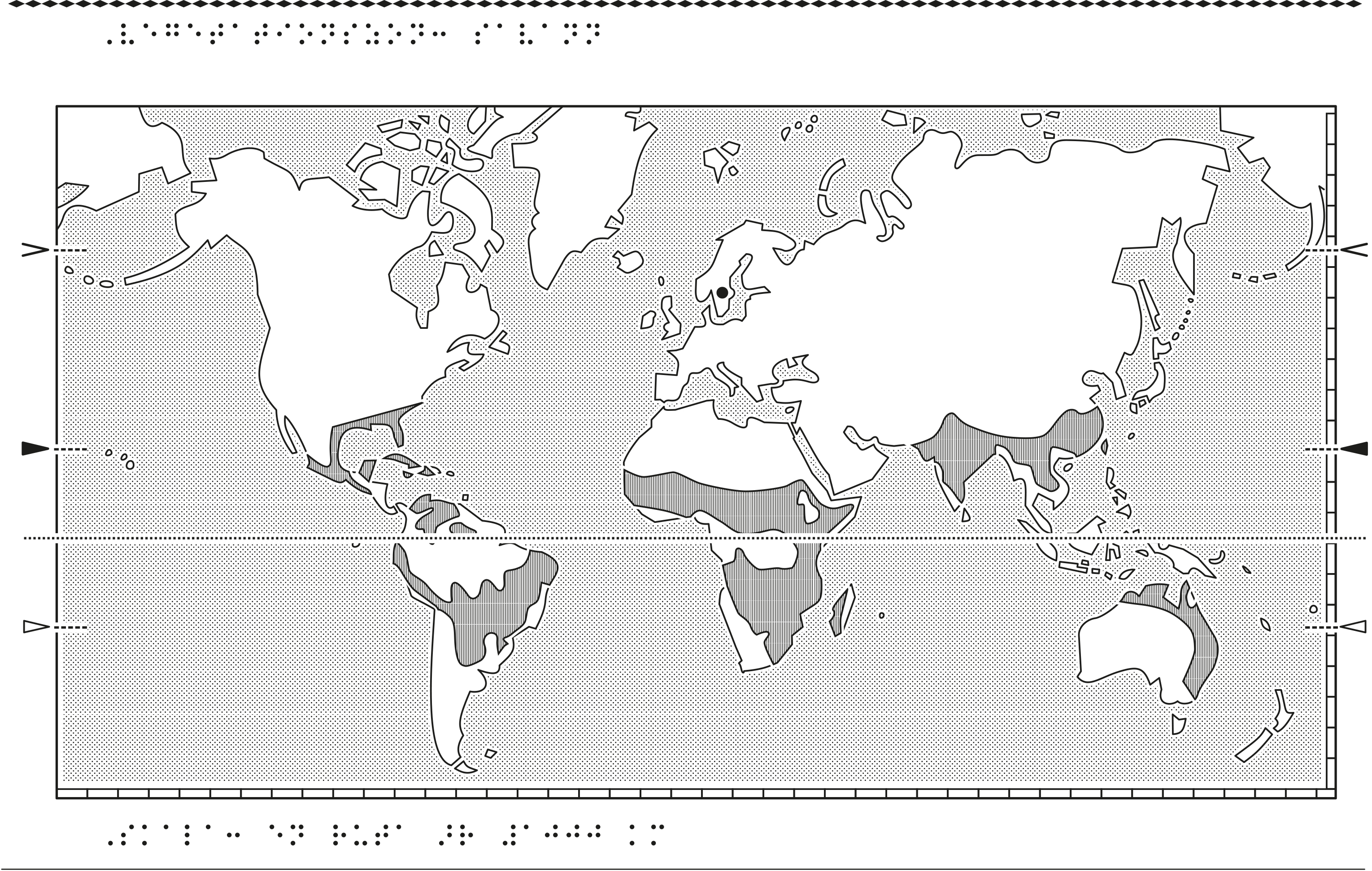 Världskarta i relief med savann markerat.