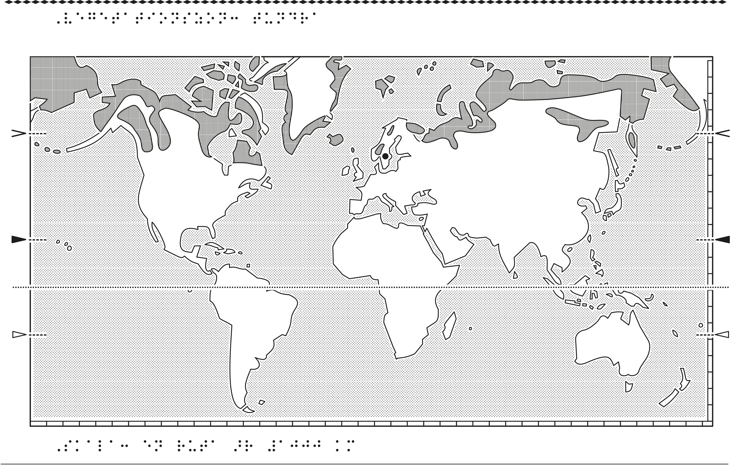 Världskarta i relief med tundra markerat.