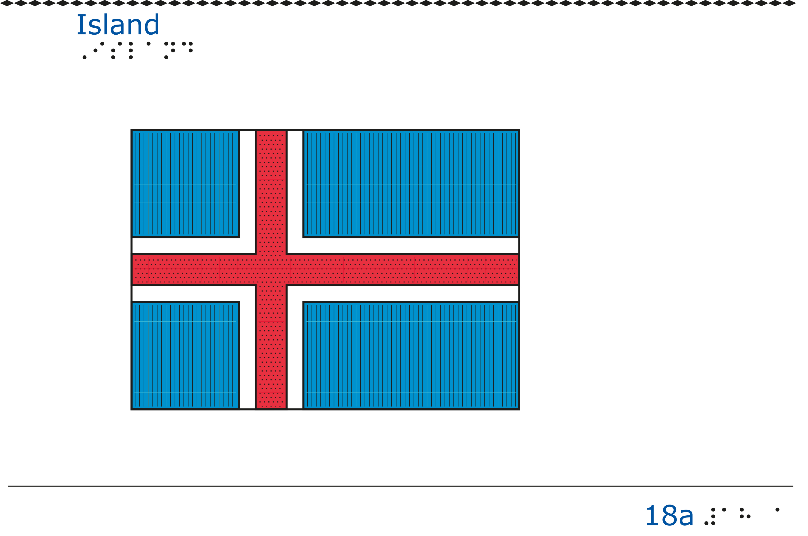 Taktil bild Islands flagga.