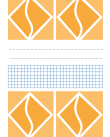 Omslag bestående av geometriska figurer separerade av ett fält med blå rutor och två streckade linjer.