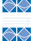 Omslag bestående av geometriska figurer i vitt mot blått separerade av ett fält med linjer mot en vit bakgrund.