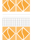 Omslag bestående av vita och orange geometriska figurer separerade av ett fält med svarta rutor och linjer mot vit bakgrund.