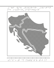 Karta över Slovenien, Kroatien och Bosnien-Hercegovina