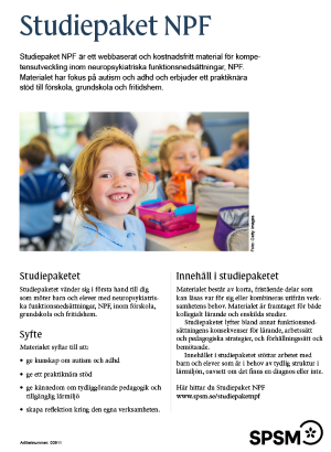 Omslag till Studiepaket NPF - Informationsblad.