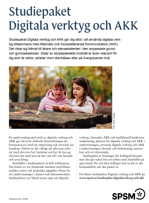 Studiepaket Digitala verktyg och AKK - informationsblad.