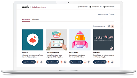 Dator som visar en webbsida med Min samlig i tjänsten Digitala samlingen.