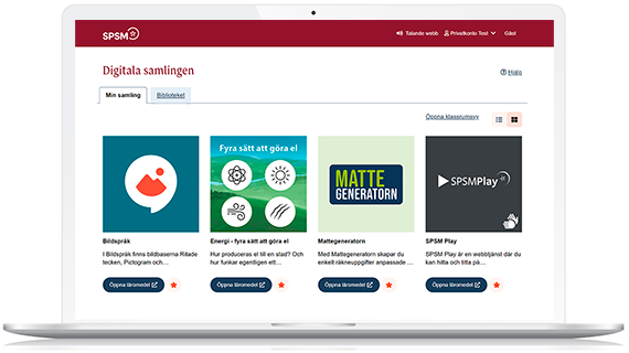 Dator som visar en webbsida med Min samlig i tjänsten Digitala samlingen.